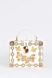 Elatae Kadın Omuz Askılı Taşlı El Çantası Beyaz 17608 thumbnail 1