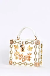 Elatae Kadın Omuz Askılı Taşlı El Çantası Beyaz 17608 thumbnail 2