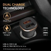 Duracell 30W Araç Şarj Başlığı ( Dual USB-A Port ) - Siyah - 4