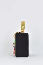 Elatae Kadın Omuz Askılı Çiçekli Abiye Günlük El Çantası Siyah 17605 thumbnail 4