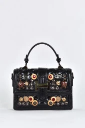 Elatae Kadın Omuz Askılı Taşlı Abiye Günlük El Çantası Siyah 17572 thumbnail 1