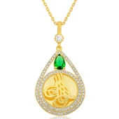 Himarry Gümüş Gold Kaplama Damla Tuğralı Kadın Kolye thumbnail 5