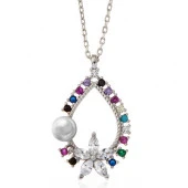 Himarry Gümüş Renkli Taşlı Çiçekli Kadın Kolye thumbnail 2