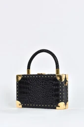 Elatae Kadın Omuz Askılı Kroko Desen Abiye Günlük El Çantası Siyah 17602 thumbnail 3