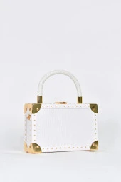 Elatae Kadın Omuz Askılı Kroko Desen Abiye Günlük El Çantası Beyaz 17602 thumbnail 2