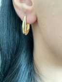 Oval Model Kadın Küpe Altın Renk - 1