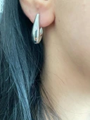 Oval Model Kadın Küpe Beyaz Renk - 4