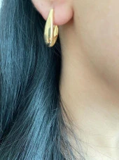 Oval Model Kadın Küpe Altın Renk - 3