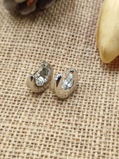 Yuvarlak Model Kadın Küpe Beyaz Renk - 4