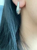 Oval Model Kadın Küpe Beyaz Renk - 1