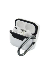 Airpods Pro ile uyumlu Silikon Kılıf Double Color Chateau Toz Kirden Koruyan Kılıf Beyaz - Siyah thumbnail 2