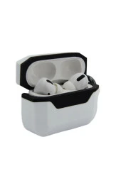 Airpods Pro ile uyumlu Silikon Kılıf Double Color Chateau Toz Kirden Koruyan Kılıf Beyaz - Siyah thumbnail 1