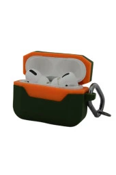 Airpods Pro ile uyumlu Silikon Kılıf Double Color Chateau Toz Kirden Koruyan Kılıf Yeşil - Turuncu thumbnail 1
