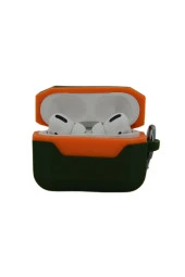 Airpods Pro ile uyumlu Silikon Kılıf Double Color Chateau Toz Kirden Koruyan Kılıf Yeşil - Turuncu thumbnail 2