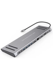 14in1 Type-C to Dock İstasyonu HDMI VGA PD(3.0), 4 x USB, 2 x USB C, 10 / 100M Gigabit Adaptör 9199A thumbnail 1