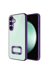 Galaxy S23 FE İle Uyumlu Kılıf Lens Camını Koruyan Logo Gösteren Lazer Parlak Kenar Z-Omega Kapak thumbnail 1