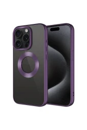 iPhone 15 Pro ile uyumlu Kılıf Kamera Korumalı Logo Gösteren Parlak Colored Z-Omega Kapak thumbnail 1