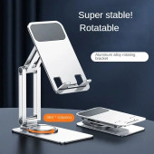 Tok Alüminyum Stand Çok Işlevli Döner Telefon Standı Masaüstü Stand Katlanabilir Gümüş Renk Zr644 - 6