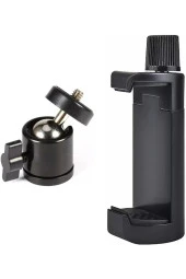 Telefon Tripod Tutucu Başlık + Tripod 90 Derece Yönlendirme Aparatı 360 Derece Dönebilen Başlık thumbnail 1