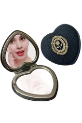 Katlanır Makyaj Aynası Taşınabilir Mini Boy Çiçek Figürlü Çanta Aynası Lacivert Renk 6cm x 6cm thumbnail 1