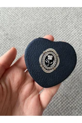 Katlanır Makyaj Aynası Taşınabilir Mini Boy Çiçek Figürlü Çanta Aynası Lacivert Renk 6cm x 6cm thumbnail 3