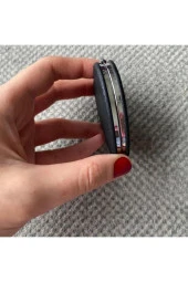 Katlanır Makyaj Aynası Taşınabilir Mini Boy Çiçek Figürlü Çanta Aynası Lacivert Renk 6cm x 6cm thumbnail 5