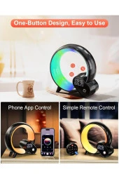 Uzaktan Kumandalı Bluetooth Hoparlör RGB Atmosfer Işık Gece Lambası Dijital Ekran Saat Işığı HXD03 - 7