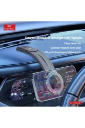 Araç İçin Telefon Tutucu Alüminyum Alaşım Ayarlanabilir Kolay Kurulum Yapışkanlı Manyetik EH232 thumbnail 2