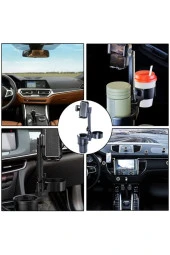 Araç içi Telefon Tutucu ve Çift Bardak Tutuculu Büyük Boy 40 Cm Yükseklik Fonksiyonel SB-3066S - 3