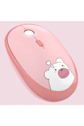 Kablosuz Wireless Mouse Renkli Ayıcık Tasarım Kablosuz Sessiz Bilgisayar Laptop için Pilli Fare M2 thumbnail 1
