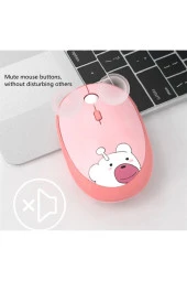 Kablosuz Wireless Mouse Renkli Ayıcık Tasarım Kablosuz Sessiz Bilgisayar Laptop için Pilli Fare M2 thumbnail 4