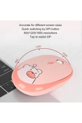 Kablosuz Wireless Mouse Renkli Ayıcık Tasarım Kablosuz Sessiz Bilgisayar Laptop için Pilli Fare M2 thumbnail 3