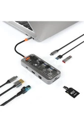 8 in 1 USB C Type-c To USB A, USB C Macbook Uyumlu Çevirici Adaptör Çok Portlu 8in1 USB HUB ZR663 thumbnail 1