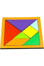 Ahşap Renkli Tangram 17x17 Cm - 1