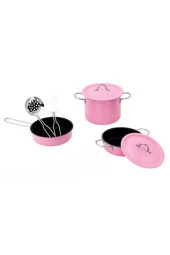 Oyuncak 8 Parça Metal Tencere Ve Tava Seti Paslanmaz Emaye Tencere thumbnail 3