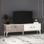 T0019 Zümrüt Alt Modül Tv Ünitesi Gordion Mermer/Beyaz - 1