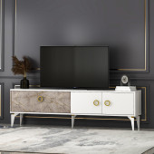 T0019 Zümrüt Alt Modül Tv Ünitesi Gordion Mermer/Beyaz - 3