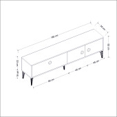 T0019 Zümrüt Alt Modül Tv Ünitesi Gordion Mermer/Beyaz - 5