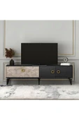 T0019 Zümrüt Alt Modül Tv Ünitesi Gordion Mermer/Ahşap Siyah - 2