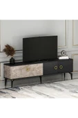T0019 Zümrüt Alt Modül Tv Ünitesi Gordion Mermer/Ahşap Siyah - 5