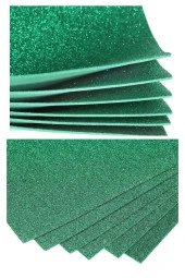 Yeşil Simli Eva 50x70 cm 2 Adet Simli Eva Süngeri Okul Kreş Anasınıfı Elişi Etkinlikleri - 2