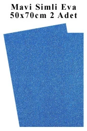 Mavi Simli Eva 50x70 cm 2 Adet Simli Eva Süngeri Okul Kreş Anasınıfı Elişi Etkinlikleri - 1