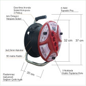 Makara 50m. 4 Soketli Elektrikli Araç Scooter Araba Otomobil Bisiklet Motosiklet Şarj Uzatma Kablosu - 2