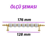 12 Adet İnci Kulp 128 mm Altın Gold Mutfak Kulpu Çekmece Dolap Kapak Kulbu Metal Mobilya Dolabı Kulpları thumbnail 3
