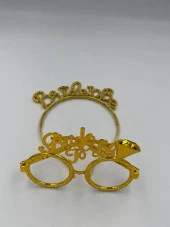 Plastik Brıde To Be Taç Gözlük Gold 2 li Set thumbnail 1