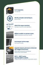 Goldmaster Foodchef 2000 Watt Yüksek Güç 6,4 Litre Geniş Xxl Dokunmatik Airfryer Yağsız Sıcak Hava F - 3