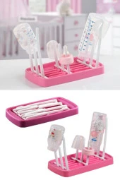 Flora Katlanabilir Biberon Kurutucu, Pratik Biberon Mama Kabı Temizleme Kurutma Standı Pembe thumbnail 1