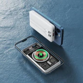 10000 mAh Wireless Manyetik Powerbank Göstergeli Dahili Type-C Ve Lightning Kablolu Hızlı Şarj Destekli Şarj Kılıfı Hediyeli thumbnail 2