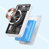 10000 mAh Wireless Manyetik Powerbank Göstergeli Dahili Type-C Ve Lightning Kablolu Hızlı Şarj Destekli Şarj Kılıfı Hediyeli thumbnail 5