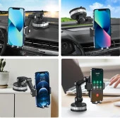Coofbe Süper Vantuzlu Teleskopic Ayarlanabilir Ön Cam Araç Tutucu Torpido Üstü Araç Telefon Tutucu thumbnail 2